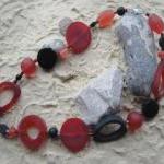 Red-Black Resin Necklace