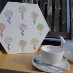 Hexagonal Flowers Canvas