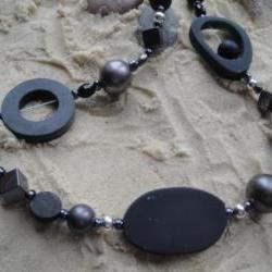 Jewelry, Necklace, Beaded, necklace, black, chunky, beaded, beads, bead, handmade, jewellery
