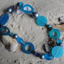 Electric Blue-Turquoise Chunky Necklace